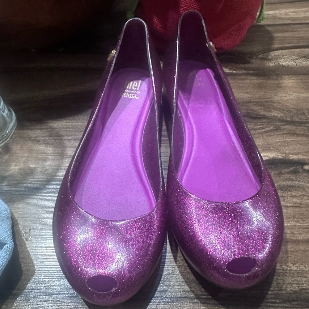 Mel Dreamed By Melissa Girls Purple Glitter Flats